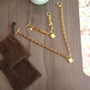 Michael Kors gold plated necklace and braceler set
